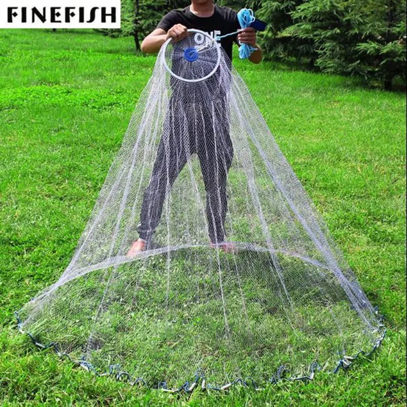 Linea monofilamento Finefish con rete da pesca ad anello Easy Throw USA Cast Nets Iron Sinker Hand Network reti da caccia a mosca a rete piccola