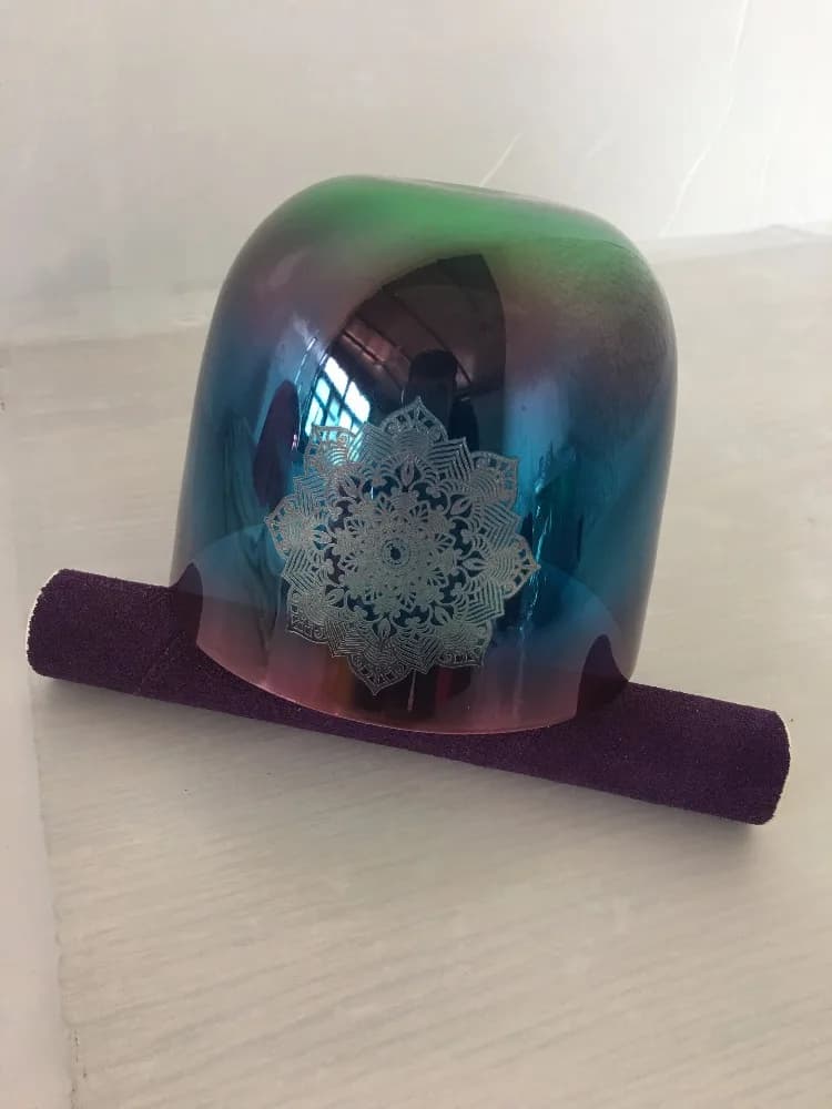 Alchemy crystal singing bowl + OM carved 432hz C note Root chakra or C# note Sexual chakra chakras balance and musical therapy