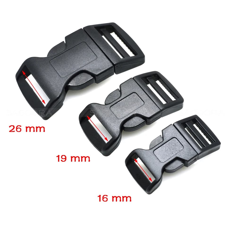 Fibbie a sgancio laterale sagomate da 5/8 pollici 3/4 pollici 1 pollice per braccialetti di sopravvivenza Paracord/collare per cani nero
