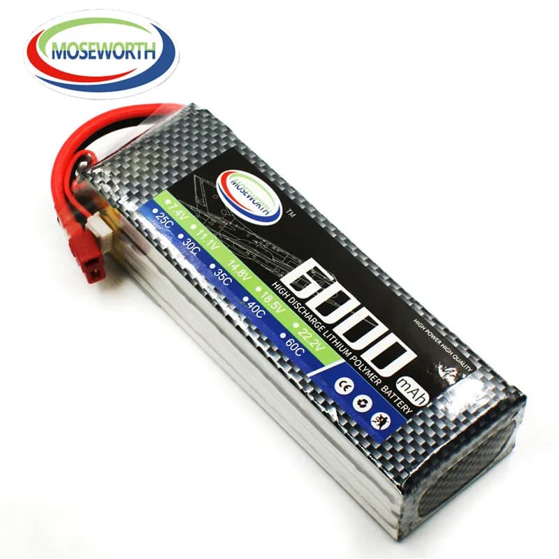 4S 14.8V 6000mAh RC Giocattolo Lipo Batteria Per Elicottero Quadcopter Auto Drone Aereo Aereo Max 80C Telecomando 4S 6000mah