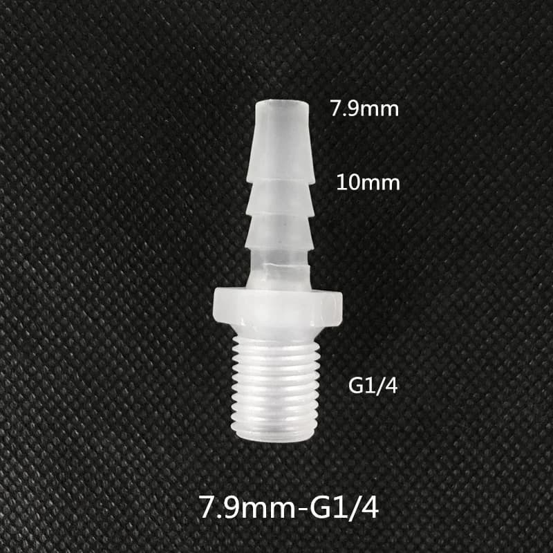 Male Spindle Tube Flexible Plastic Connectors 7.9mm * G1/4 Sraight Connectors
