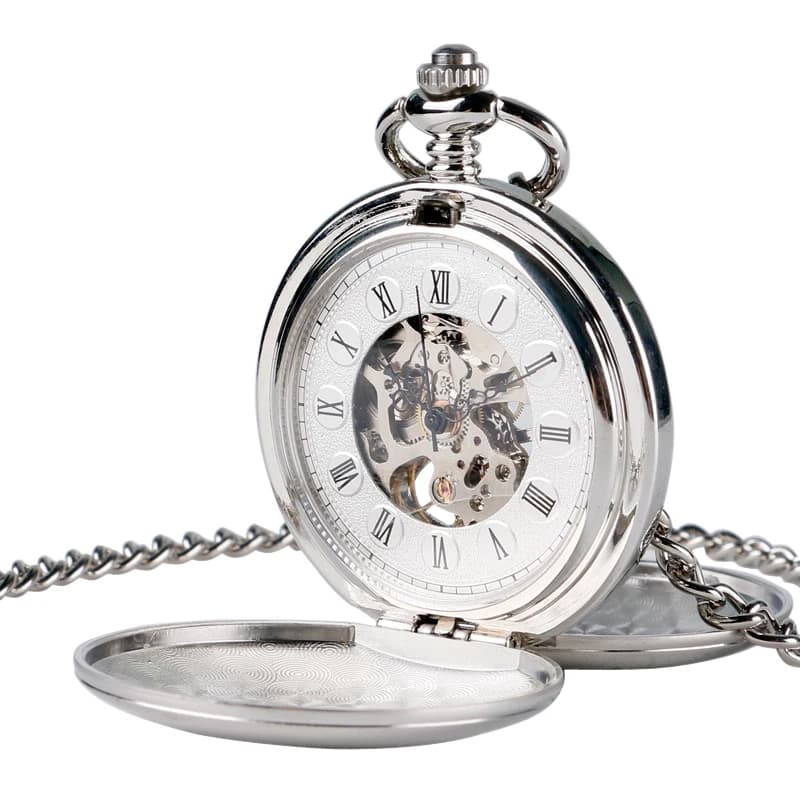Steampunk Pocket Watch Orologio Da Donna Meccanico Carica A Mano Liscio Ciondolo In Argento Quadrante Bianco Semplice Ed Elegante FOB