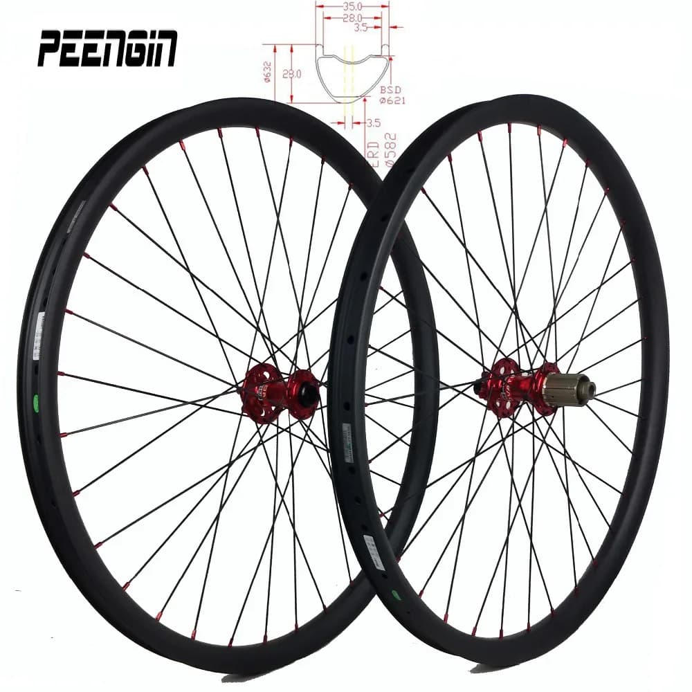 Ruote Posteriori in Carbonio Asimmetriche Love Ride per MTB 29er, Set Ruote Anteriori per Mountain Bike 29 Pollici 35X28mm Clincher Tubeless Compatibile XC/AM