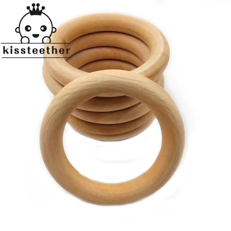Kissteether 20 pezzi anello per dentizione in legno massaggiagengive per bambini 25-98mm materiali infermieristici fai da te accessori collana che fa piccola asta