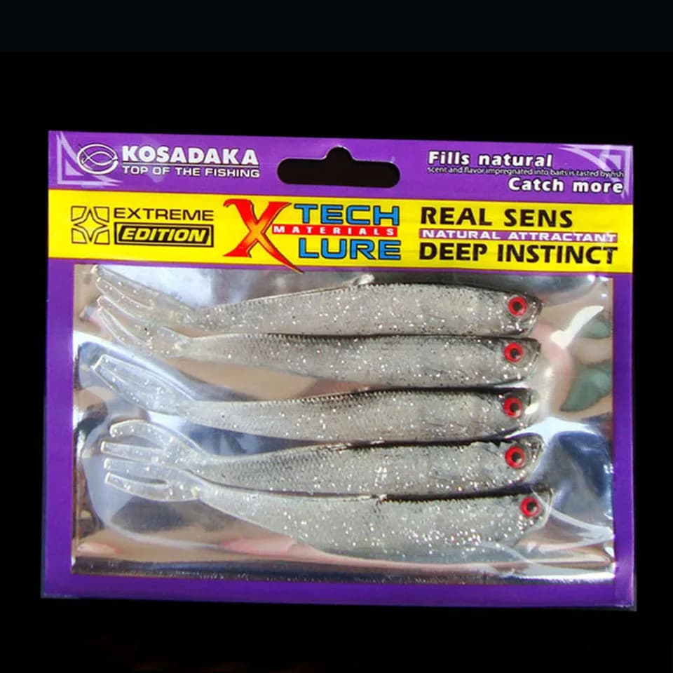 5 pz/borsa pesca esca morbida esca Super naturale attraente artificiale nero simulazione pesce cattura 7cm/10cm