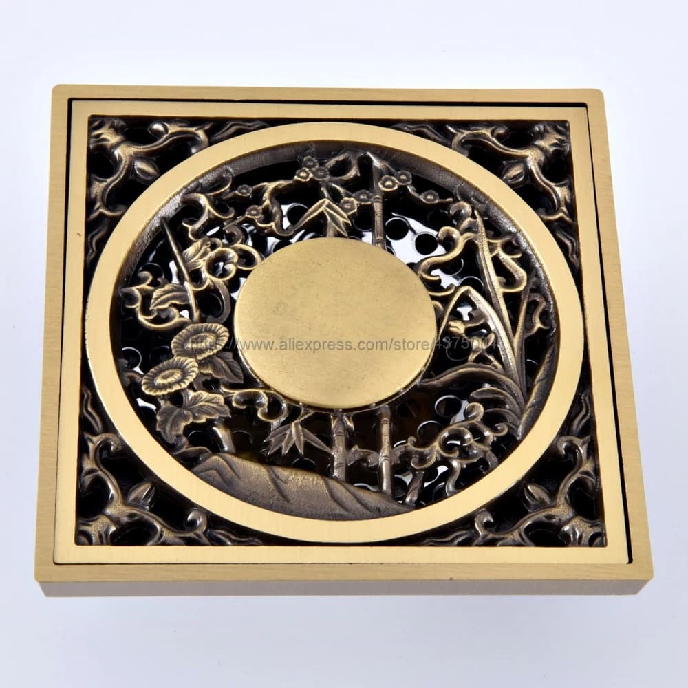 Scarico per doccia in ottone antico Scarico a pavimento spesso Bagno comune WC Cucina Balcone Dedicato Nhr073