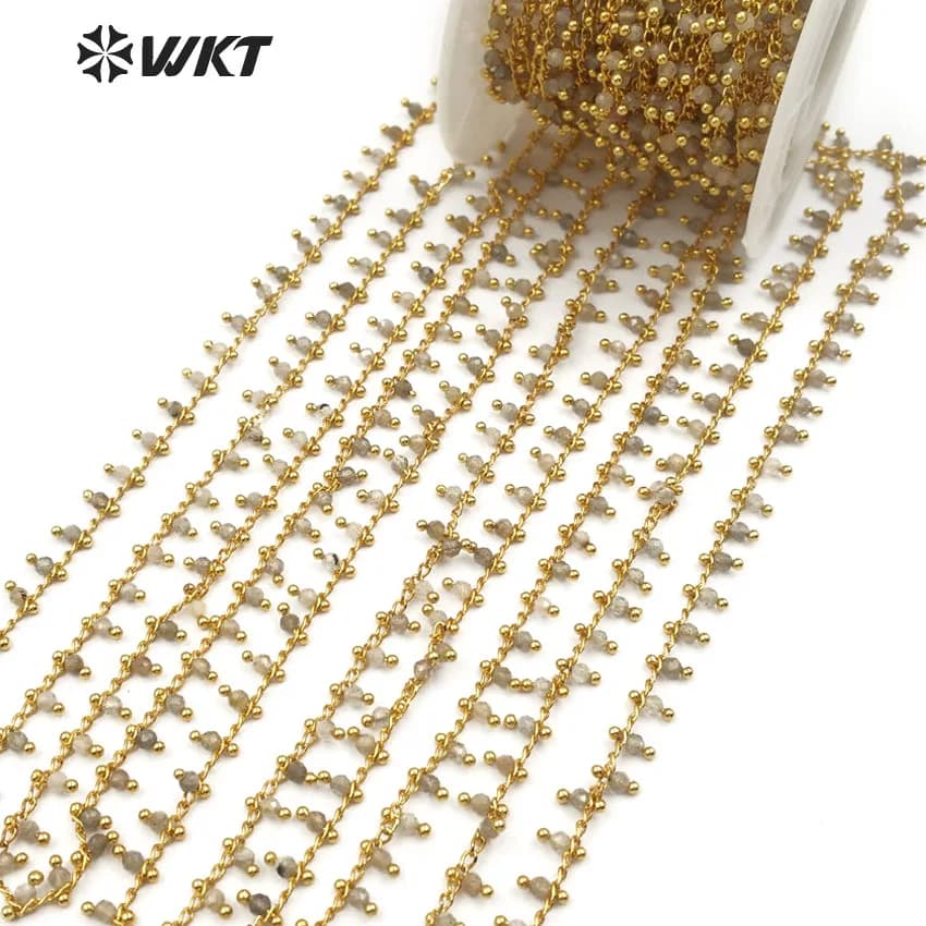 WT-RBC091 WKT Catena per Rosario in Vendita, Bellissime Perle con Filo in Ottone Placcato Oro, Accessori per Gioielli Fatti a Mano, Spedizione Gratuita