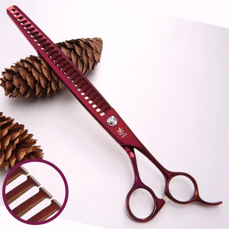 Fenice Professional JP440c 8 pollici rivestito in titanio viola Pet dog Grooming chunker cesoie per sfoltire Forbici