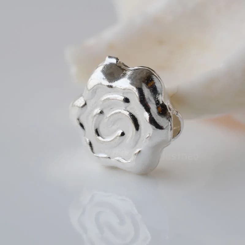 Solid Silver 925 Silver Beads, Spacer Charm Bracelet & Pendant, Bracelet, Sterling Silver Jewelry Earrings, 1pc