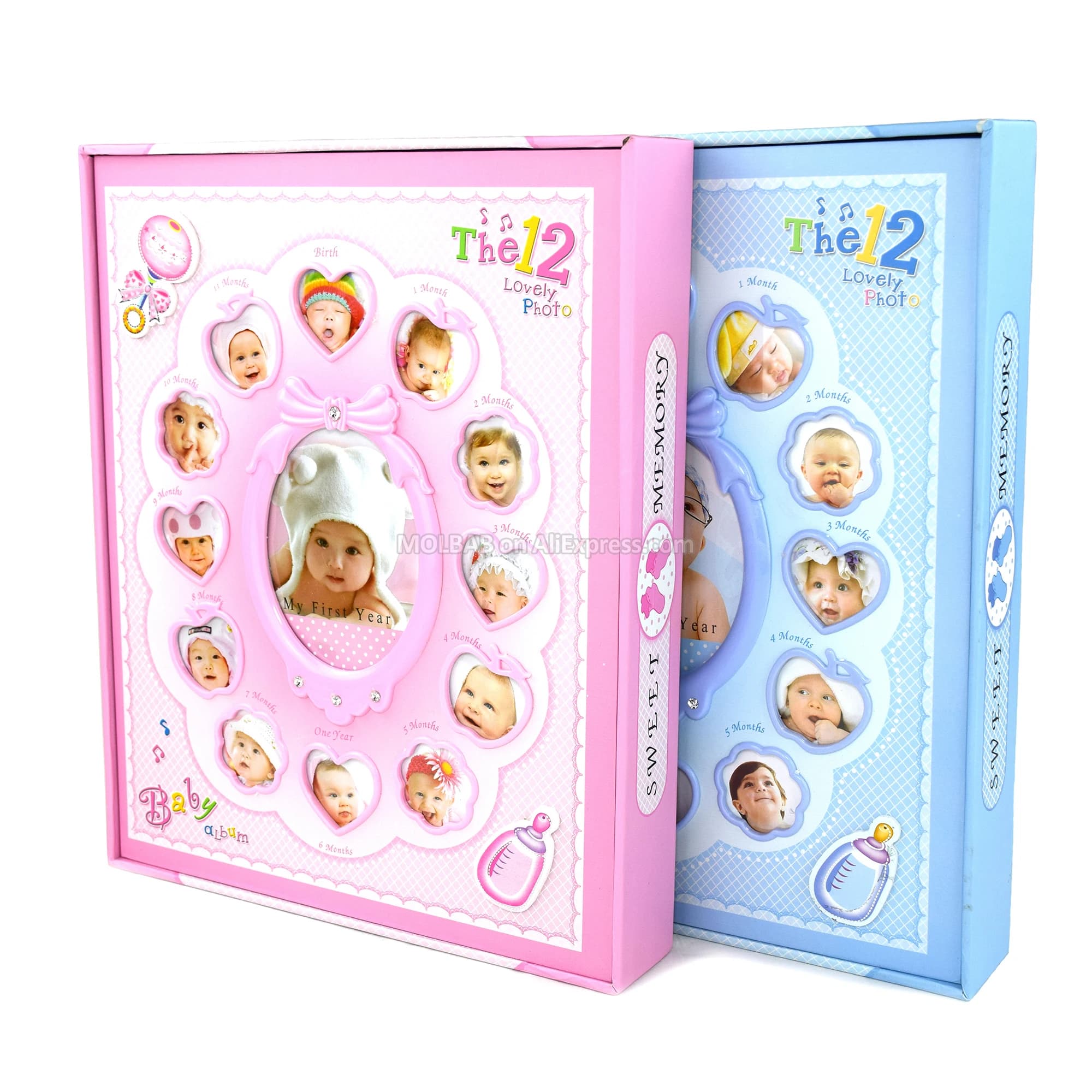 Album fotografico per bambini Baby 12 mesi crescita copertura cornice Decor compleanno per bambini regali di Souvenir immagini da 6/8 pollici 220 fogli di stoccaggio
