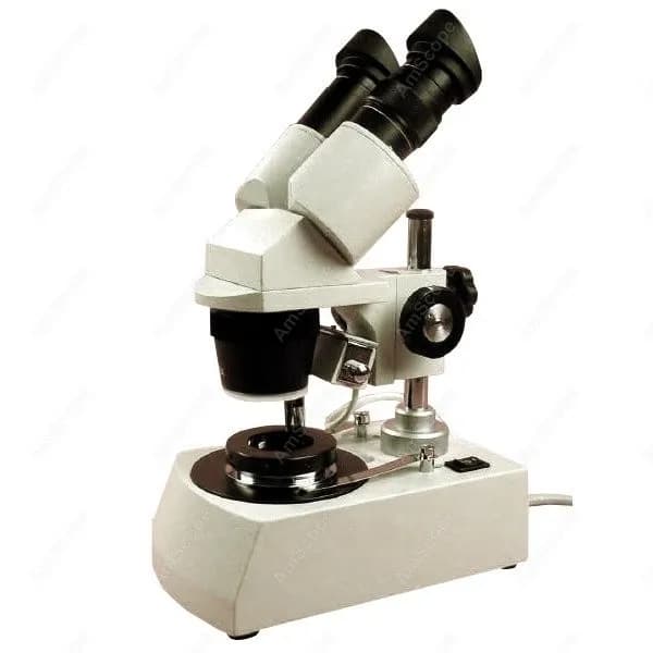Microscopio Stereoscopico Binoculare Compatto AmScope per Gioiellieri 20X-40X su Supporto in Metallo + Illuminazione Alogena Superiore e Inferiore