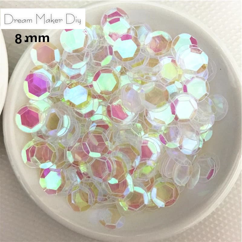 50 g/lotto 4/5/6/8mm Trasparente AB rotonda No hole paillettes per le imbarcazioni per diy embelishment matrimonio indumento accessorio da cucire FAI DA TE