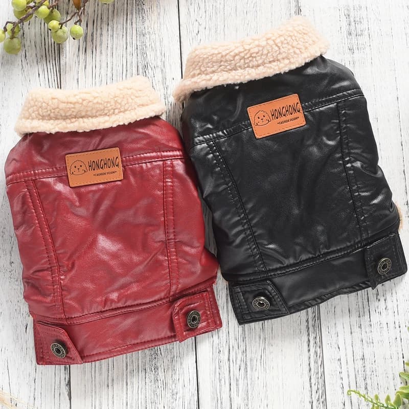 Leather Winter Pet Jacket Coat Soft Costumes For Dogs Red Black Autumn Little Small Puppies Medium Large Big Animal Supplies