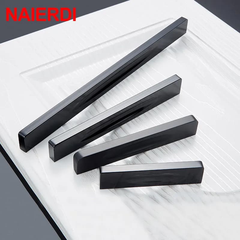 NAIERDI In Lega di Alluminio Cabinet Maniglie Da Cucina Maniglia Della Porta Tirare La Maniglia Del Cassetto Tira Moderna Armadio Manopole 64mm/96mm/128 millimetri