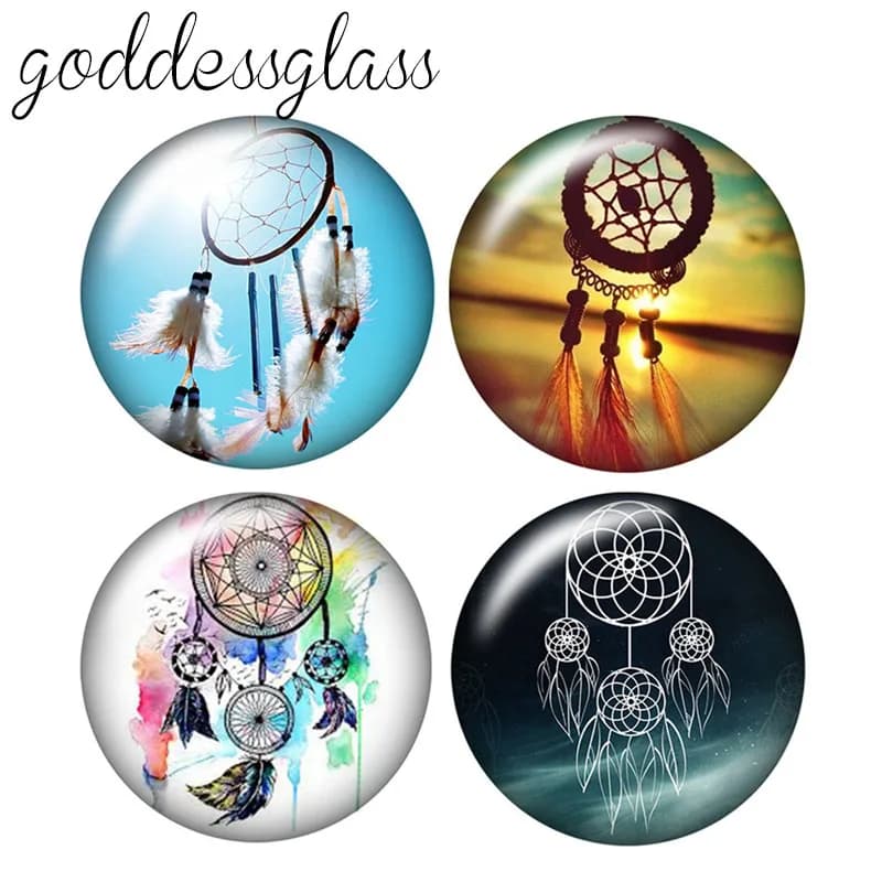 Fashion Dreamcatcher beauty 10pcs 12mm/18mm/20mm/25mm Round photo glass cabochon demo flat back Making findings
