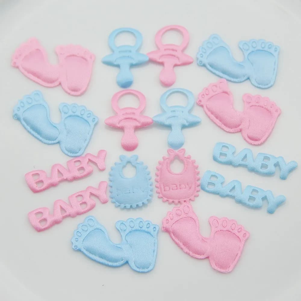 100 pz Baby Shower Rosa Blu Bavaglini in tessuto Ciucci Alimentatore Coriandoli Compleanno Spruzza Per Ragazzo/Ragazza Decorazioni per feste Forniture