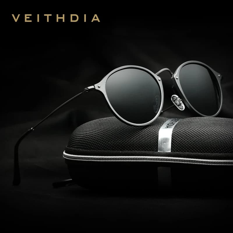 VEITHDIA uomo occhiali da sole moda rotonda Unisex occhiali da sole specchio di rivestimento polarizzato sport guida occhiali da