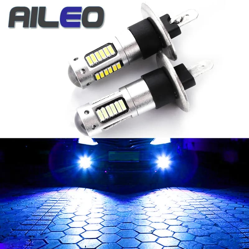 AILEO Auto Fendinebbia H1 Luci A Led Per Auto Accessori H1 Auto Faro A LED 4014 30-SMD Colore 6000K Bianco Rosso 3000K Giallo Blu