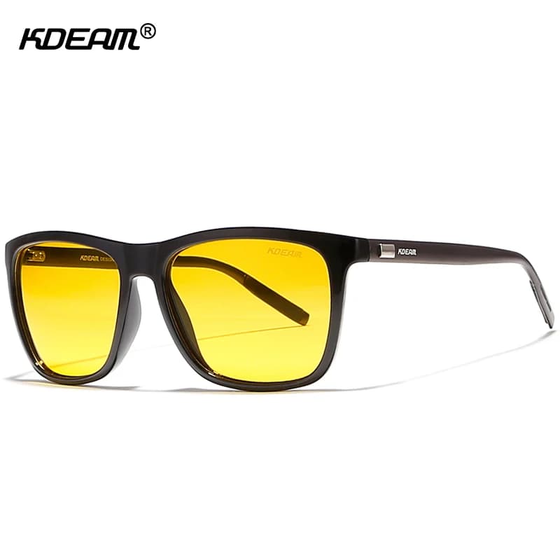 KDEAM Night Vision Sunglasses Men Driving Sun Glasses UV400 Protection Crack-resistant Al-mg Legs TAC Lens With Full Package