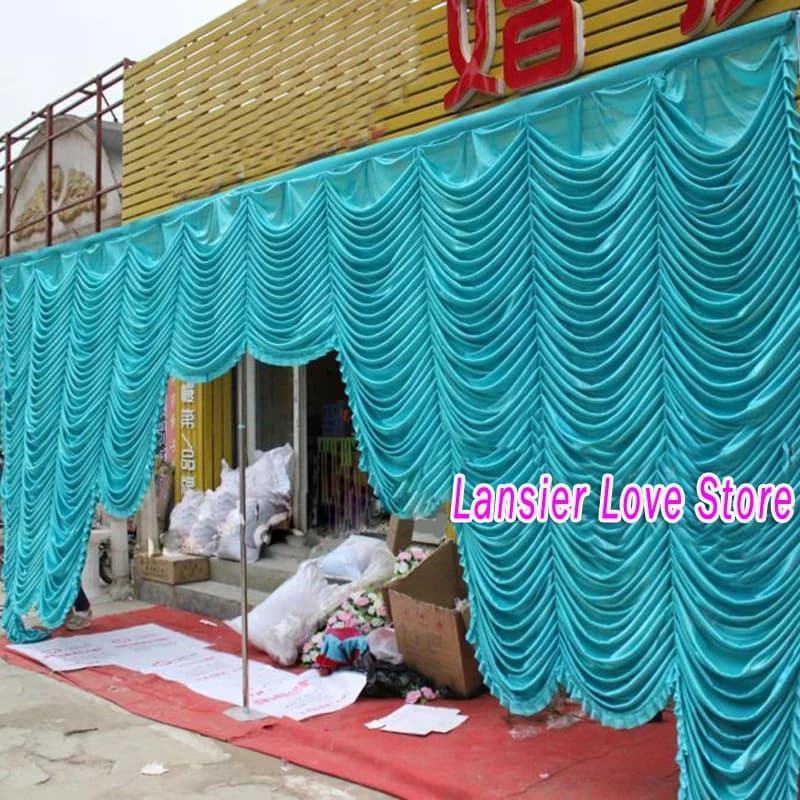 3x6M/10x20FT Lusso Blu Festoni Decorazione di Cerimonia Nuziale Baby Shower Festa Sfondo Pannello Ruffle Tende Pannello di Scena Tenda di Sfondo