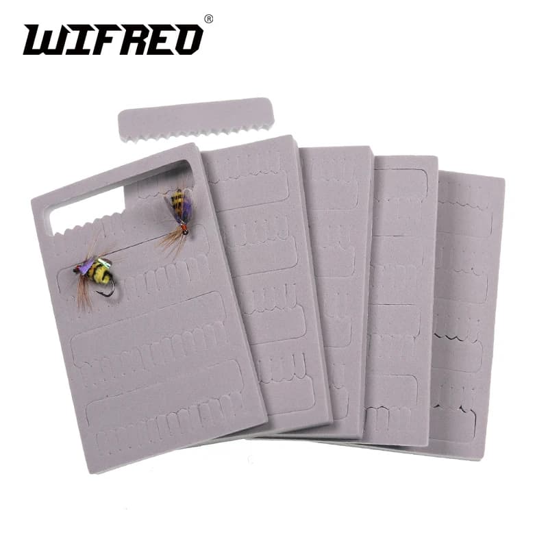 Wifreo 5 pieces fishing foam for flies with adhesive support for bag for equipment, bait box, DIY flies case