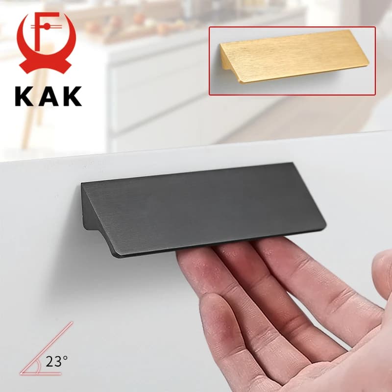 KAK Maniglie per mobili nascoste in oro nero argento Maniglie per armadi da cucina in lega di alluminio Manopole per cassetti Maniglia per mobili per porte Hardware