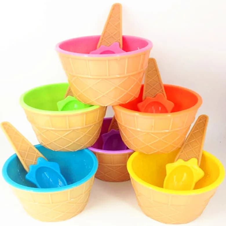 1Set Ciotola di Gelato Cucchiaio Trasparente/Fluffy Scatola di Melma Popolare Per Bambini Gioco di Cibo Giocattoli Per I Bambini Pendenti E Ciondoli Argilla Kit FAI DA TE Accessori