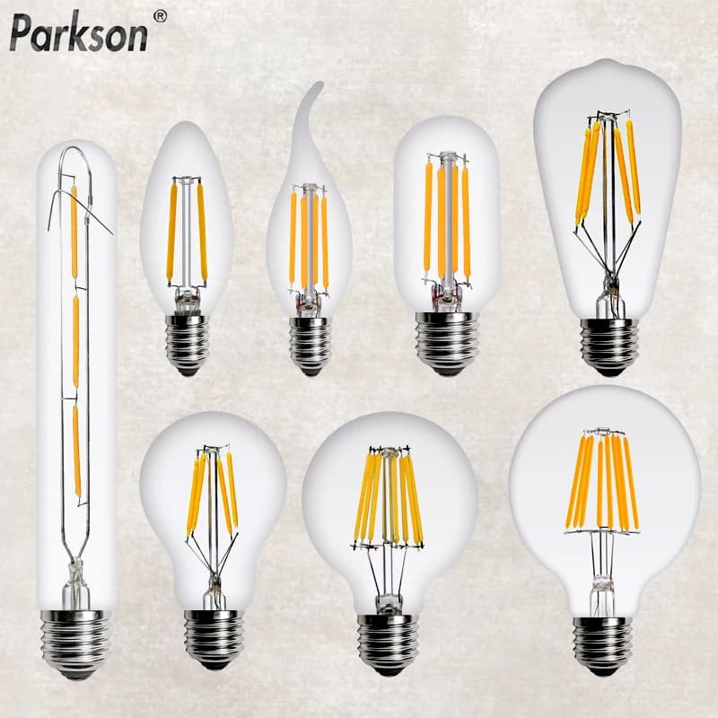Lampadina LED Edison E14 E27 220V 2W 4W 6W 8W Lampada retrò LED Filamento Candela Lampadario Lampadina Pendente vintage Decorazione della casa Luce