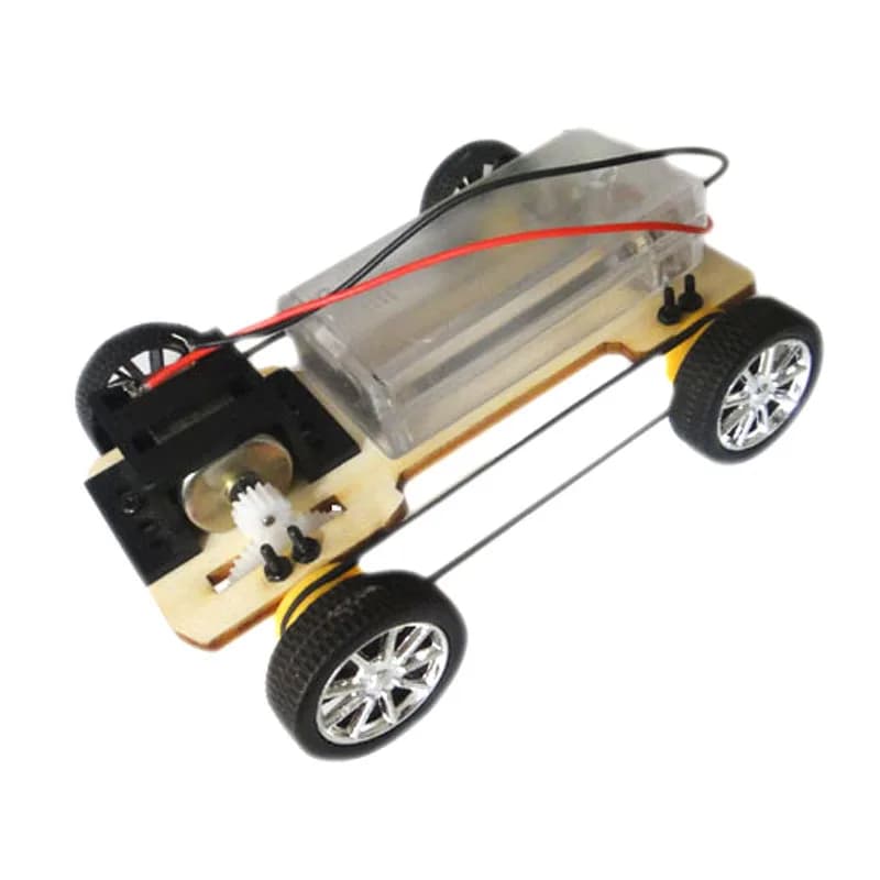 Motore elettrico fai da te a quattro ruote Runner auto giocattoli fatti a mano Gizmo fisico Building Blocks kit strumento di insegnamento giocattolo assemblato in legno