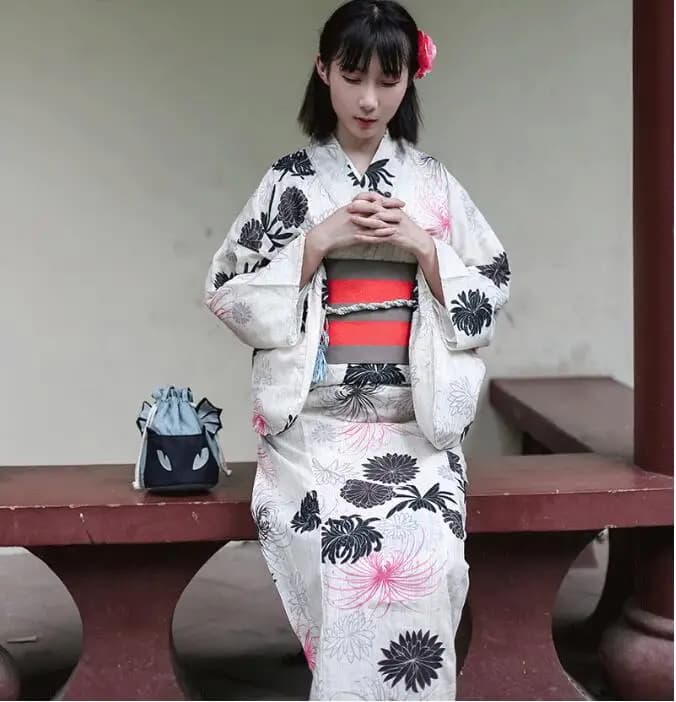 Kimono Japanese Standard, Traditional Summer Dress, Women's Linen formal dress, Modified Kimono Version, Beige Blue