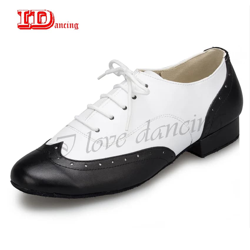 Scarpe da ballo latino da uomo Scarpe da ballo da sala moda Scarpe da festa quadrate Vera pelle Tacco basso