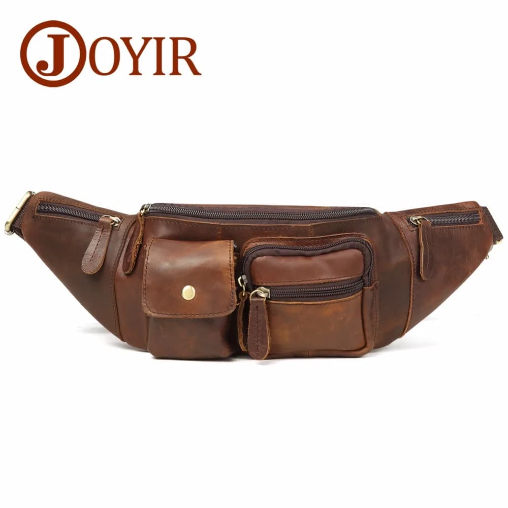JOYIR Genuine Leather Pack Fanny Pack Waist Bag Bucket Bag Vintage Bag Bags Male Life Pack Small Leather Life Bag
