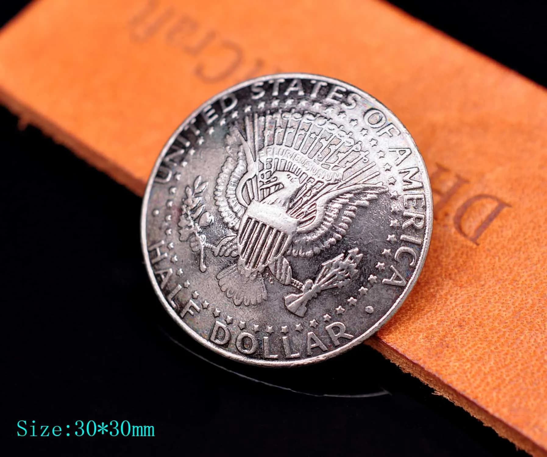 5 pz 30*30MM argento antico Morgan Head Eagle Dollar vite Back Replica Leathercraft portafoglio cintura Conchos Decor rivettback
