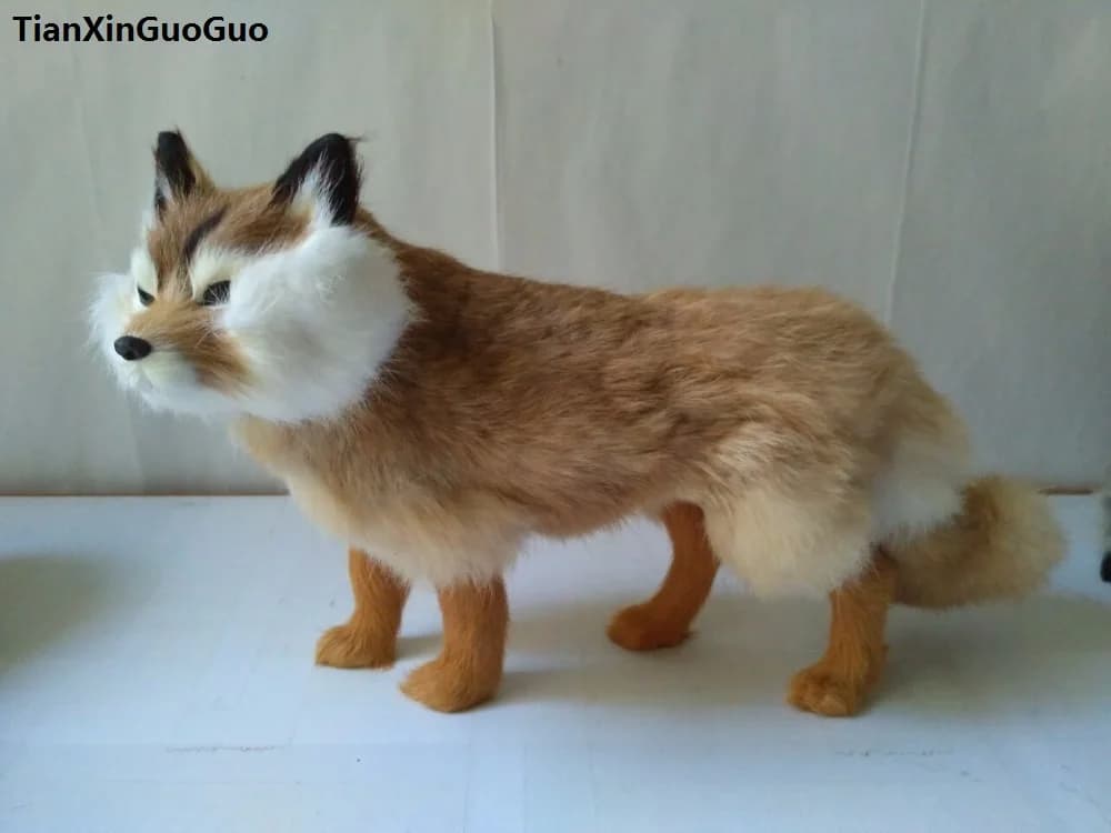 simulation standing fox large 34x23cm hard model polyethylene&furs fox prop home decoration gift s1731