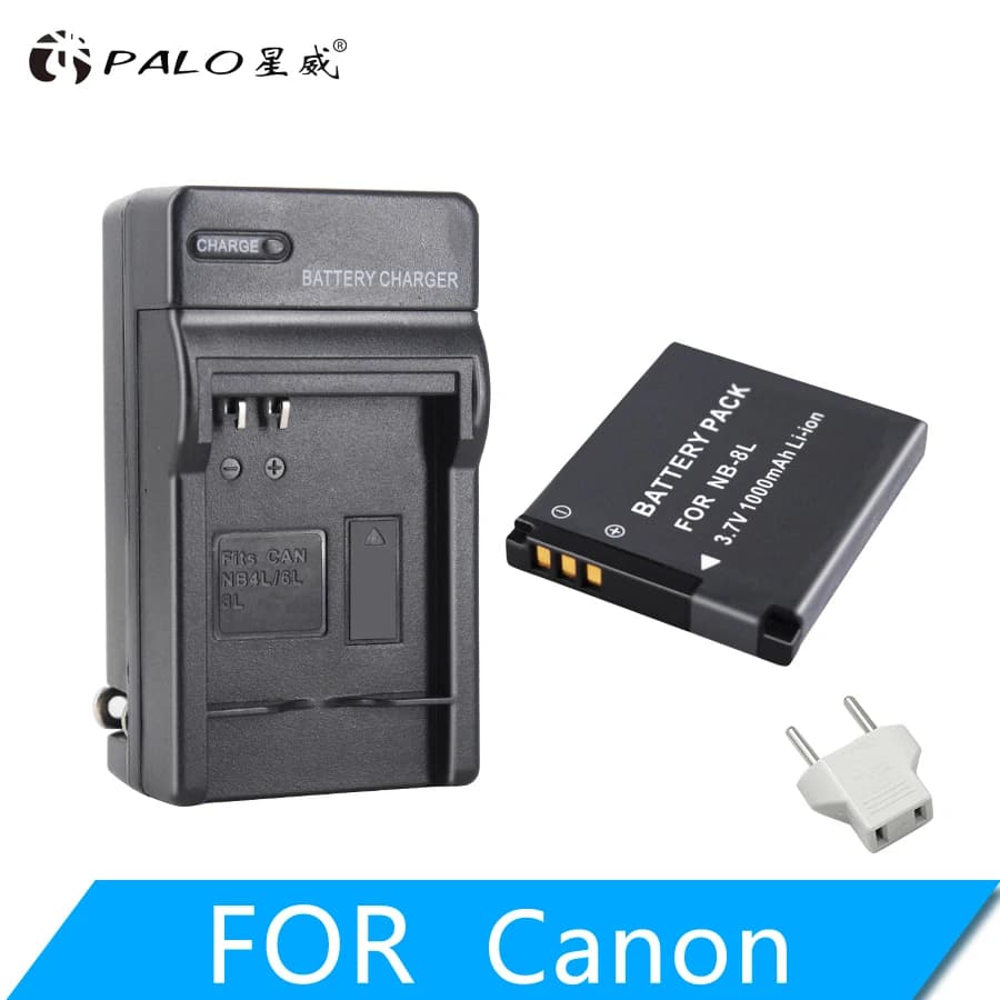 NB 8L NB-8L NB8L pacco Batteria + caricabatterie per Canon Powershot A3300 A3200 A3100 A3000 A2200 A1200 IS Batteria di ricambio per fotocamera