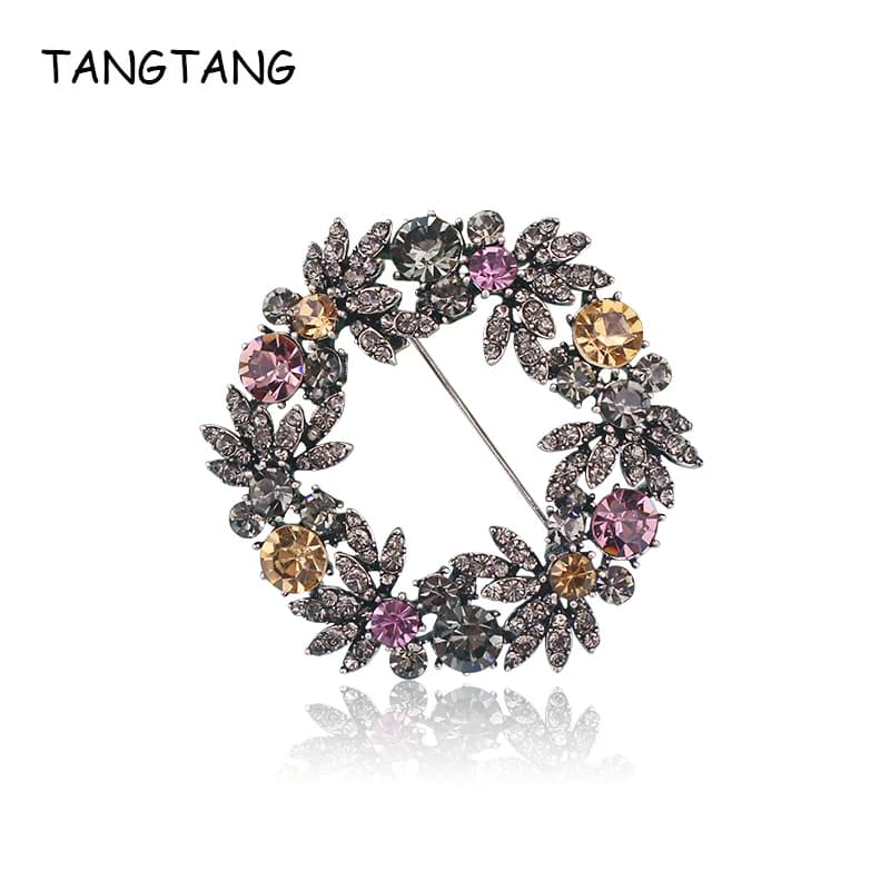 Spilla con ghirlanda TANGTANG per donna spilla con ghirlanda di fiori spilla placcata argento antico elegante raffina sciarpa Clip Pin s gioielli BH8457
