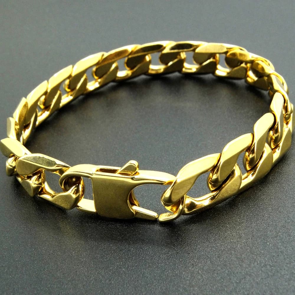 Bracciale in acciaio inossidabile al 100% 6/8/12 mm 8 pollici Curb Catena cubana Braccialetti color oro per uomo Donna Spedizione gratuita Offerta di fabbrica