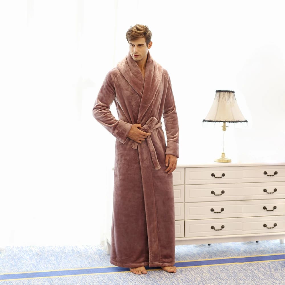 Abito lungo da uomo e da donna in pile di peluche lungo fino al pavimento Accappatoio taglie forti Abiti a figura intera Indumenti da notte Abbigliamento da salotto Abito sfocato