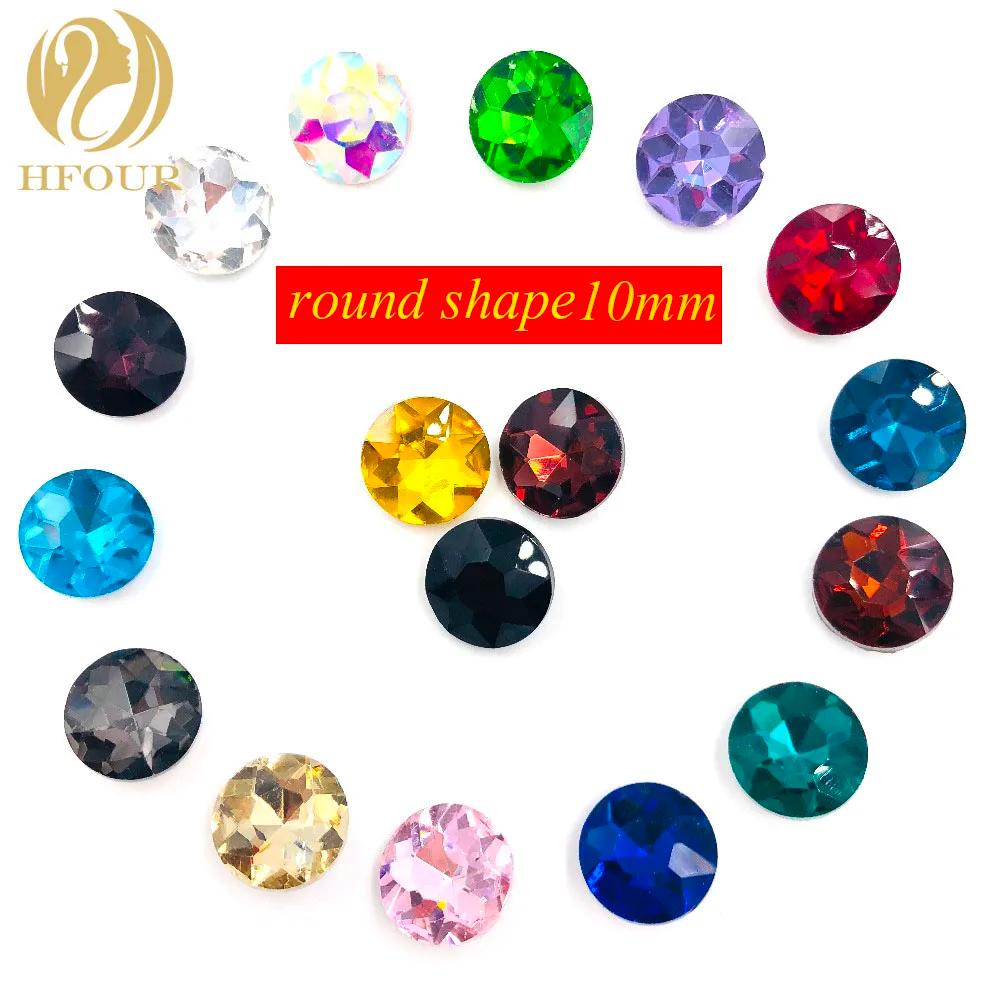 Vendita calda 10mm 50 pz/pacco di Cristallo di vetro di figura rotonda Della Pietra Preziosa Del Fiore pointback rhinestones di arte del chiodo/FAI DA TE abbigliamento/ accessori