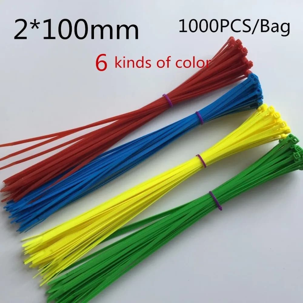 High Quality 1000Pcs/Bag 2X100MM Self-Locking Colorful Factory Standard Self-locking Plastic Nylon Cable Ties,Wire Zip Tie