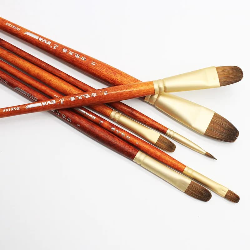 6 pcs set High-grade Hair Weasel Painting Brush Art Materials Watercolor Pen Acrylic Paint Brush Filbert Painting Drawing brush