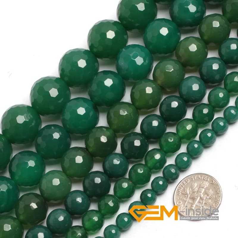 Pietra naturale agata verde perline rotonde sfaccettate per gioielli che fanno filo 15 pollici collana braccialetto fai da te 6mm 8mm 10mm