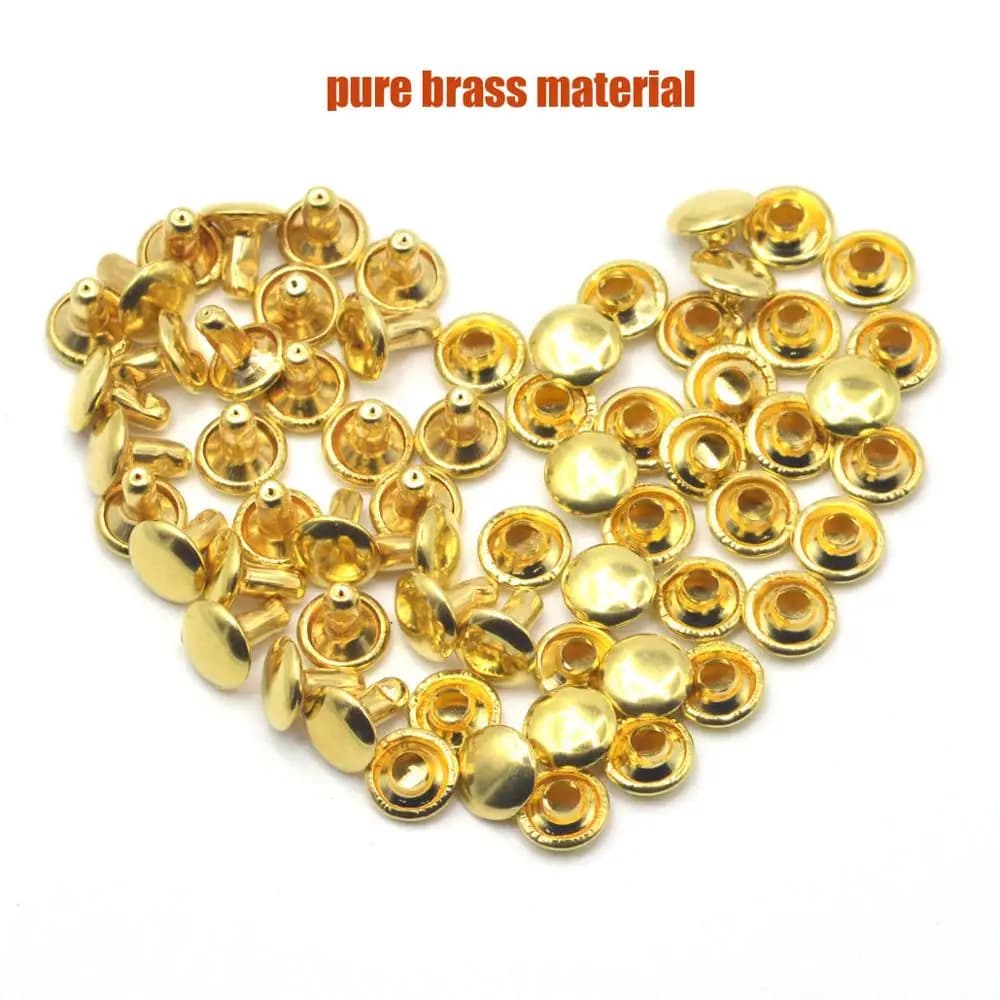 KALASO 50 pz Ottone Oro Materiale Rotondo Doppio Tappo Rivetto Stud Collisione Chiodo Spike Rock Pelle Borsa per scarpe Cintura Indumento 8mm