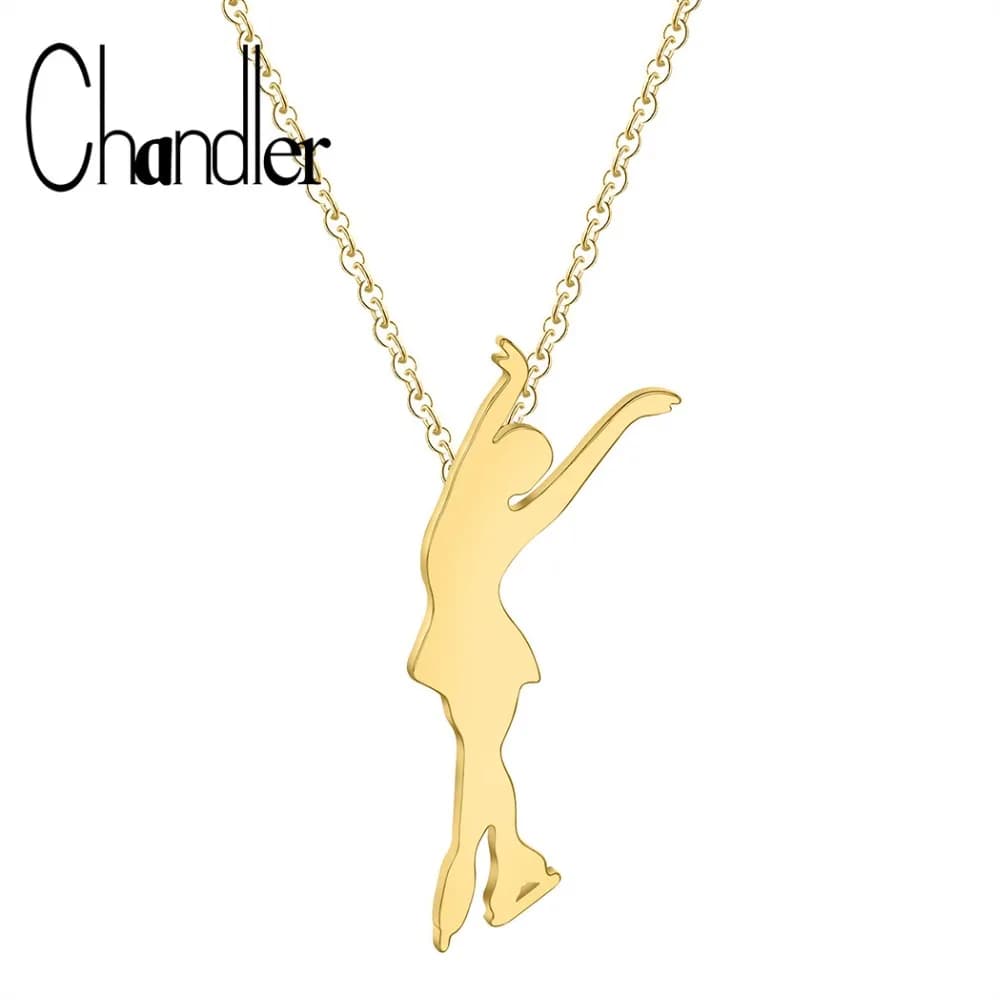 Collana di pattinaggio artistico Chandler collane girocollo con pattini a ghiaccio per donna Steampunk Dancer gioielli sportivi collari con ciondoli in acciaio 316L
