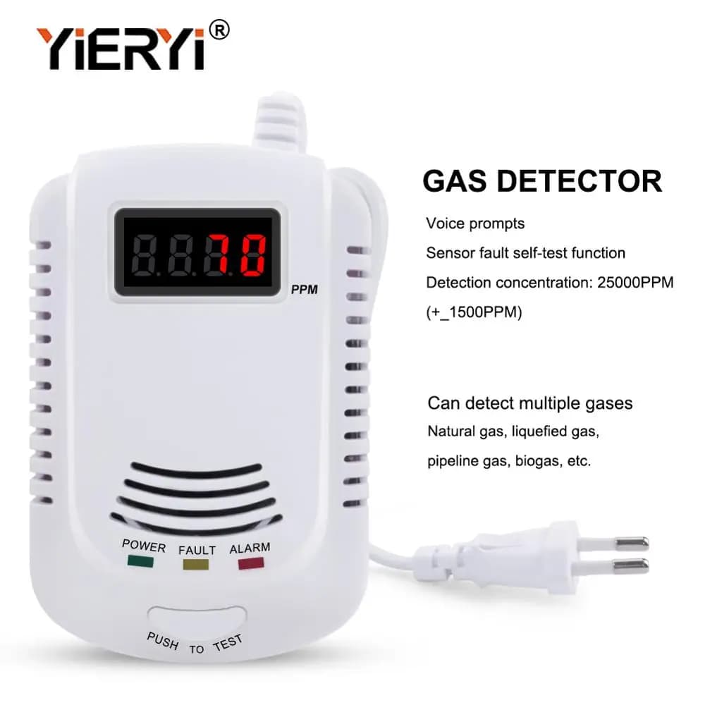 Yieryi Home Rilevatore di gas combustibile plug-in autonomo GPL GNL Carbone Sensore di allarme per perdite di gas naturale Sensore di allarme di avviso vocale