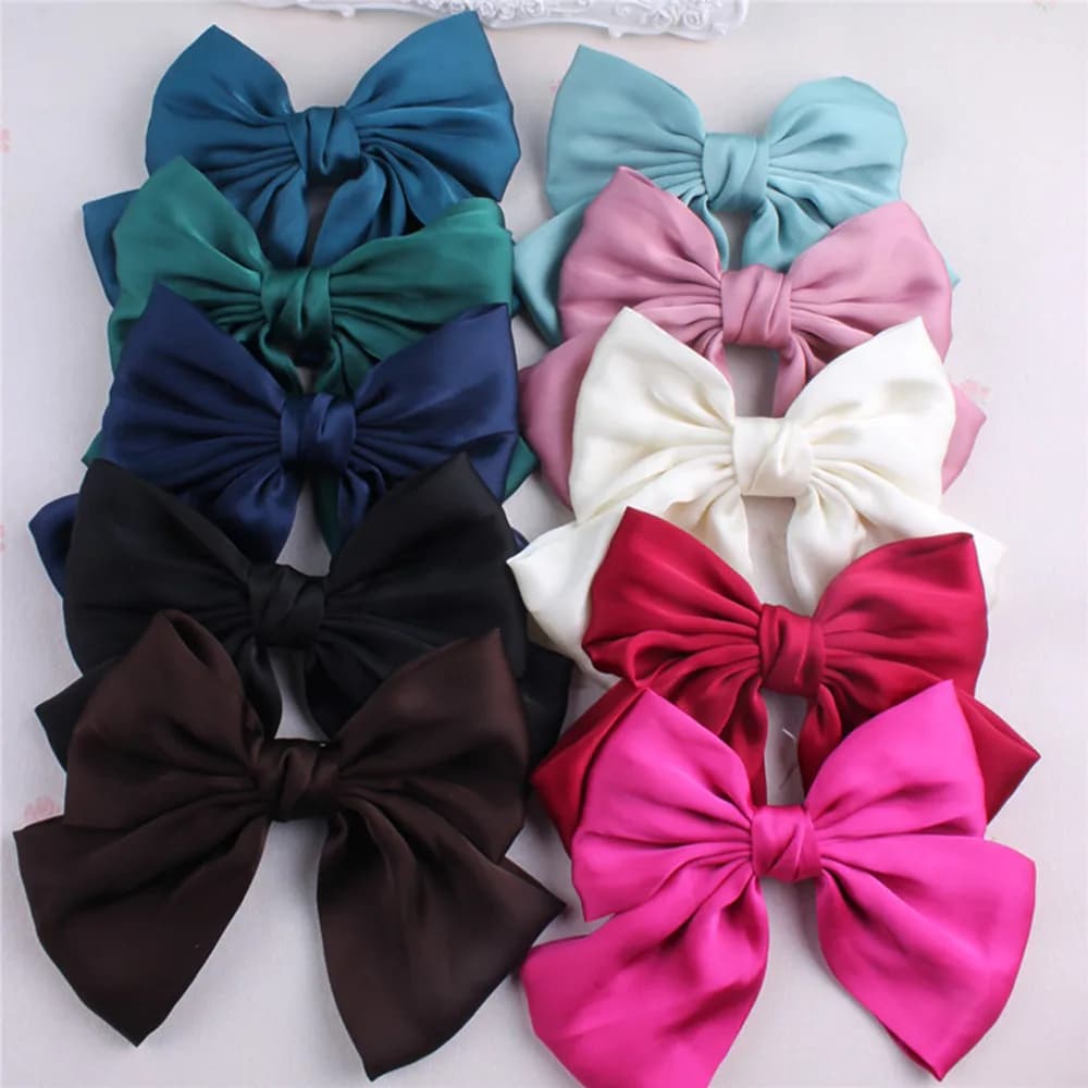 Fermagli per capelli con nastro alla moda Forcina con fiocco grande per donne Ragazze Fermaglio per capelli da donna alla moda in raso Nuovi accessori per capelli con barrette carine