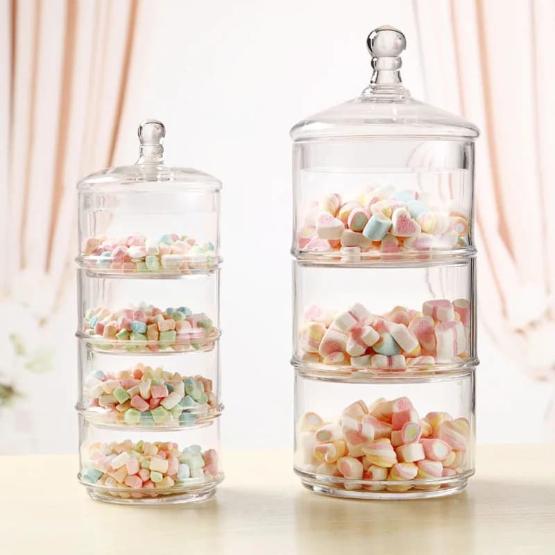 Lattine di caramelle in vetro trasparente, lattine di caramelle a tre strati e quattro strati con decorazione di Dessert di nozze, barattolo di frutta secca, 4 pz/set