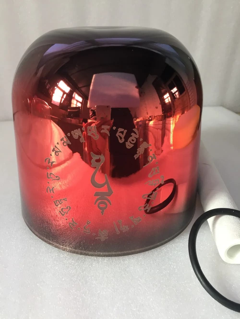 3rd Octave Red Crystal Singing Bowl 432HZ Perfect musical note C Root chakra or C# Sexual chakra green tara mantra design