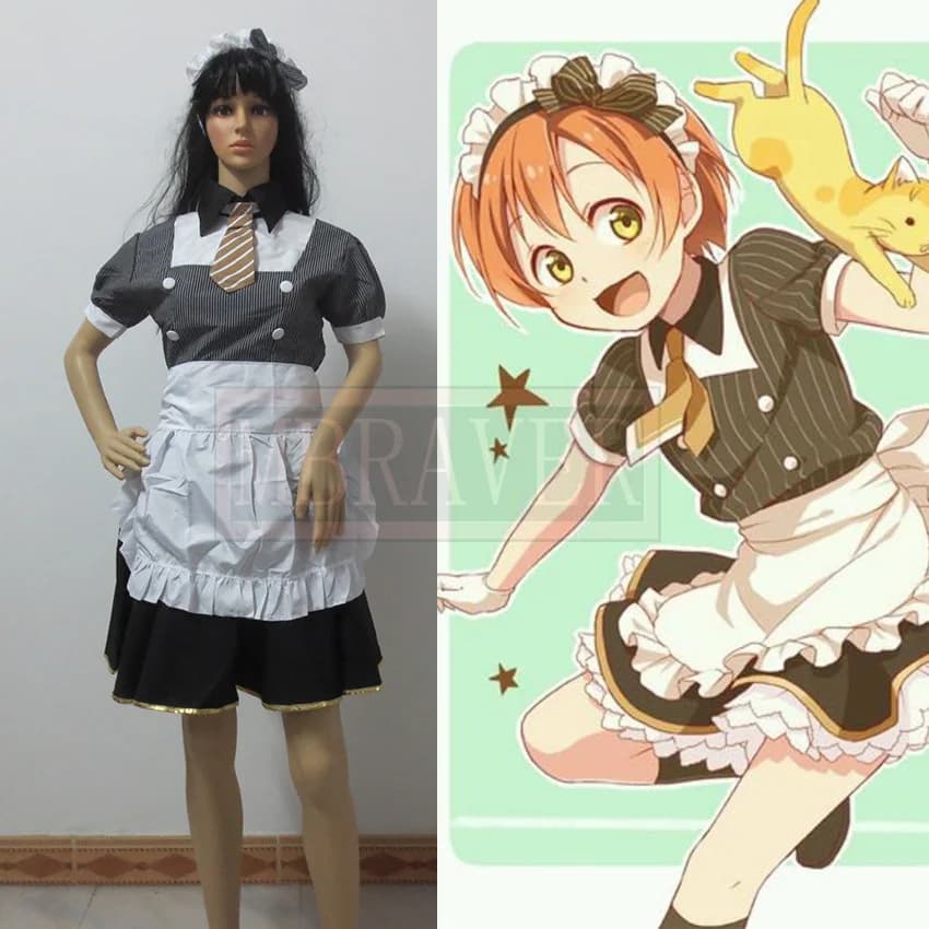 Anime Love Live Rin Hoshizora Costume Cosplay Abito da cameriera carino Abito da caffetteria