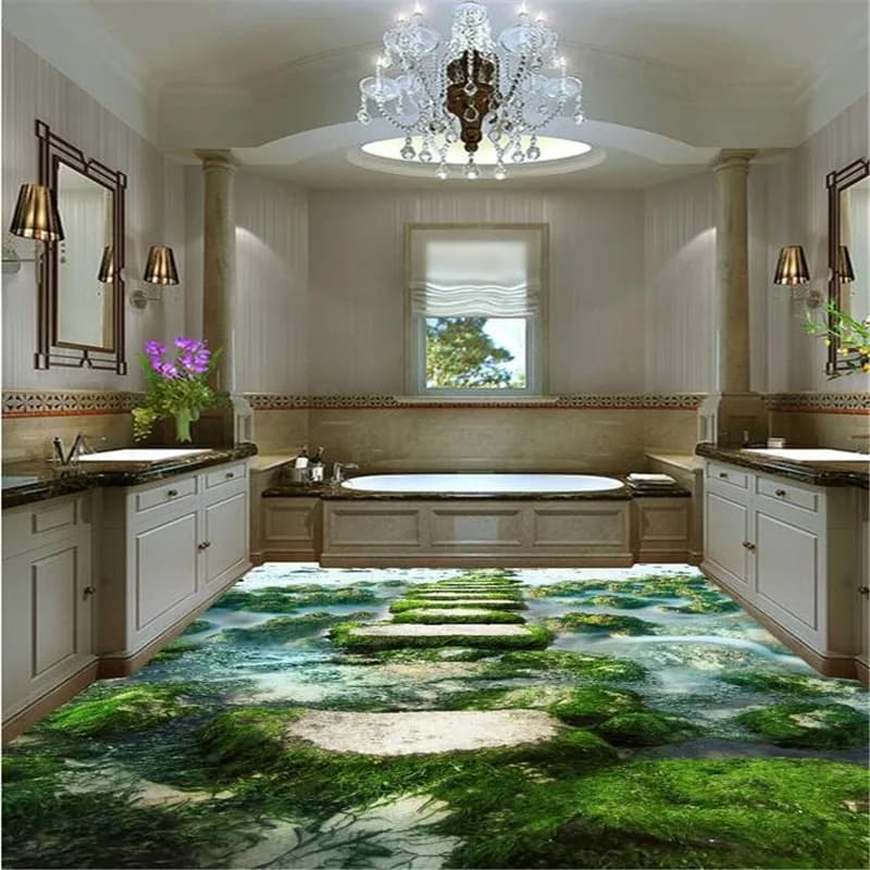 Beibehang Bagno moderno Personalizzato 3D pavimento murale wal lpaper rotolo antiscivolo impermeabile addensato autoadesivo PVC pavimento dipinto